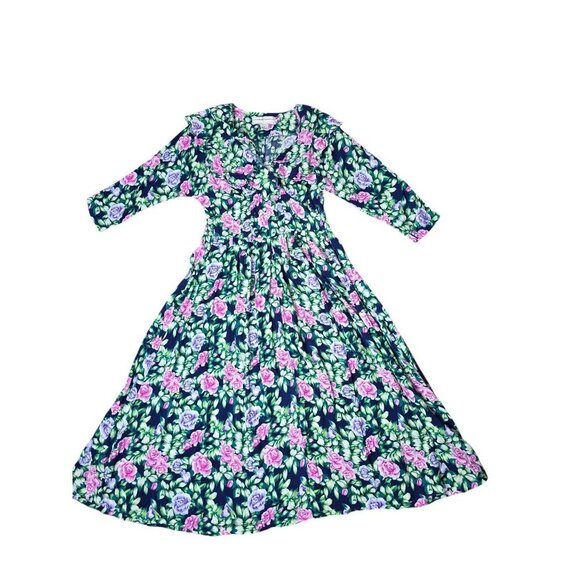Vintage Bloomcore Botanical Floral Spring Dress - Picture 1 of 12
